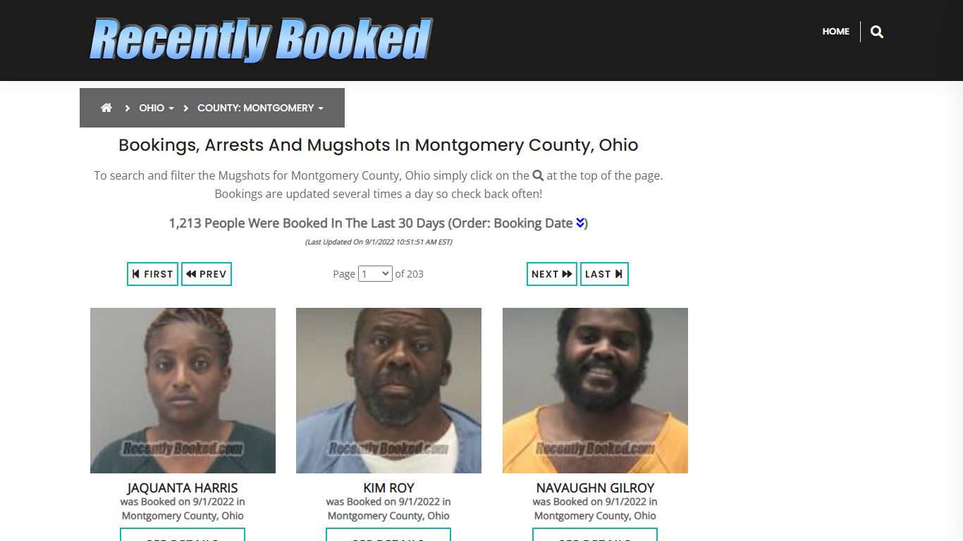 Bookings, Arrests and Mugshots in Montgomery County, Ohio